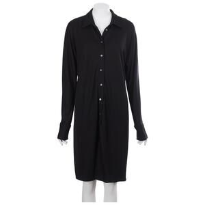 COS Shirt Dress M Black Button Front Long Sleeve Knee Length Shift Capsule